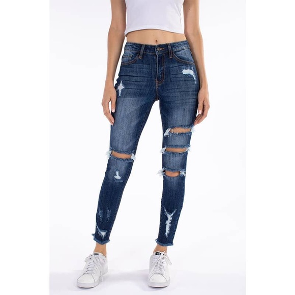 KanCan Denim - PRICE DROP Kora Mid-Rise Distressed Ripped Skinny Jeans